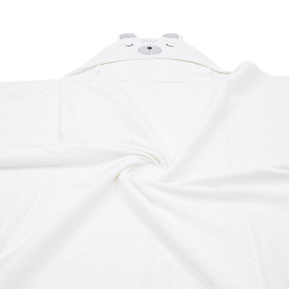 BATH TOWEL WHITE BEAR HOODED UNISEX