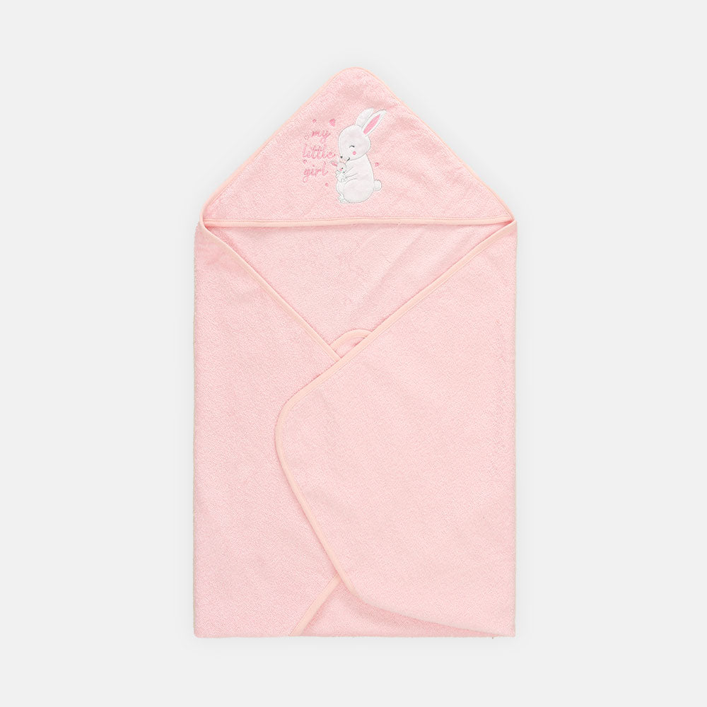 BATH TOWEL PINK BUNNY HOODED