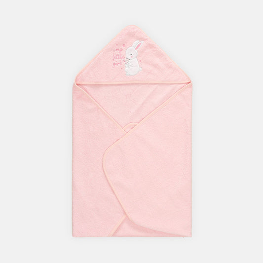 BATH TOWEL PINK BUNNY HOODED
