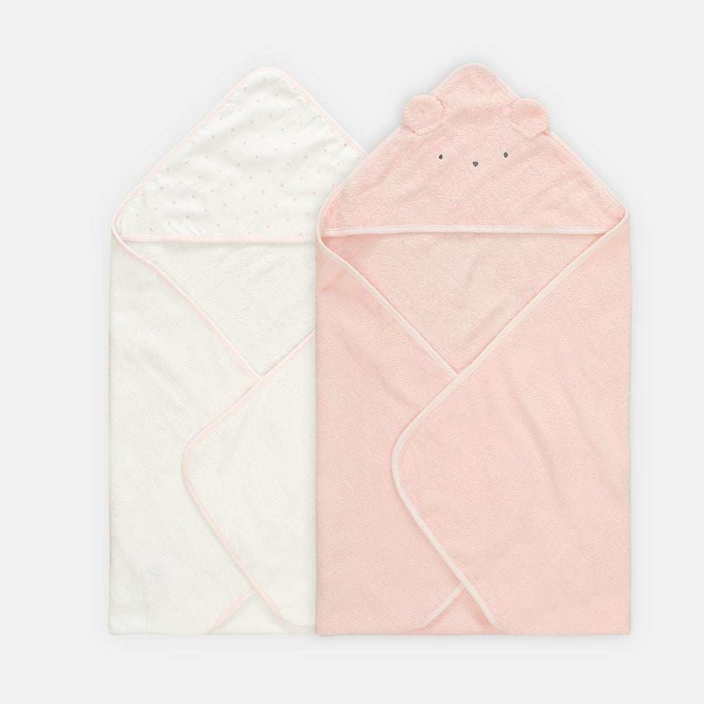 BATH TOWEL PK-2 PINK HOODED
