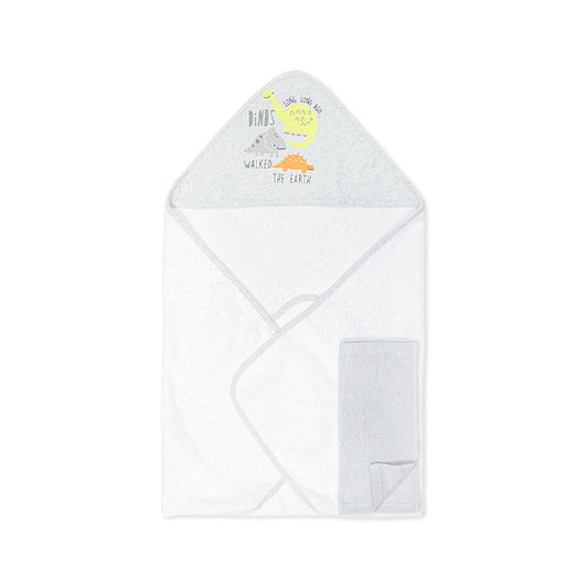 BATH TOWEL GREY DINO & EARTH HOODED