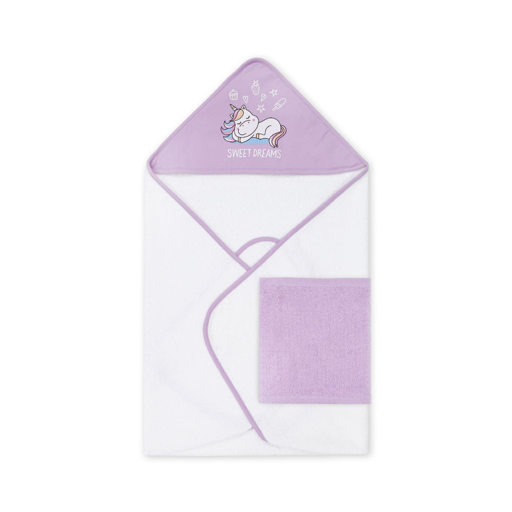 BATH TOWEL LILAC SWEET DREAMS HOODED
