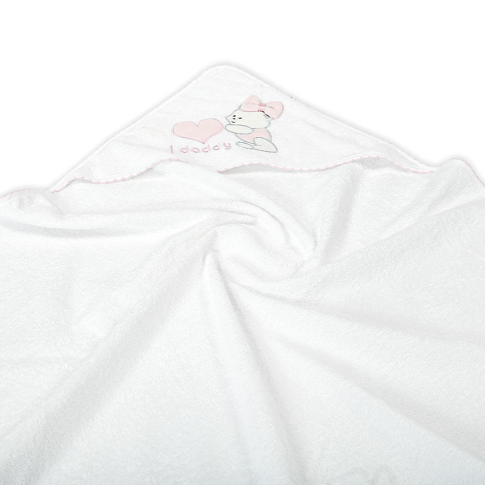 BATH TOWEL PINK LOVE DADDY HOODED