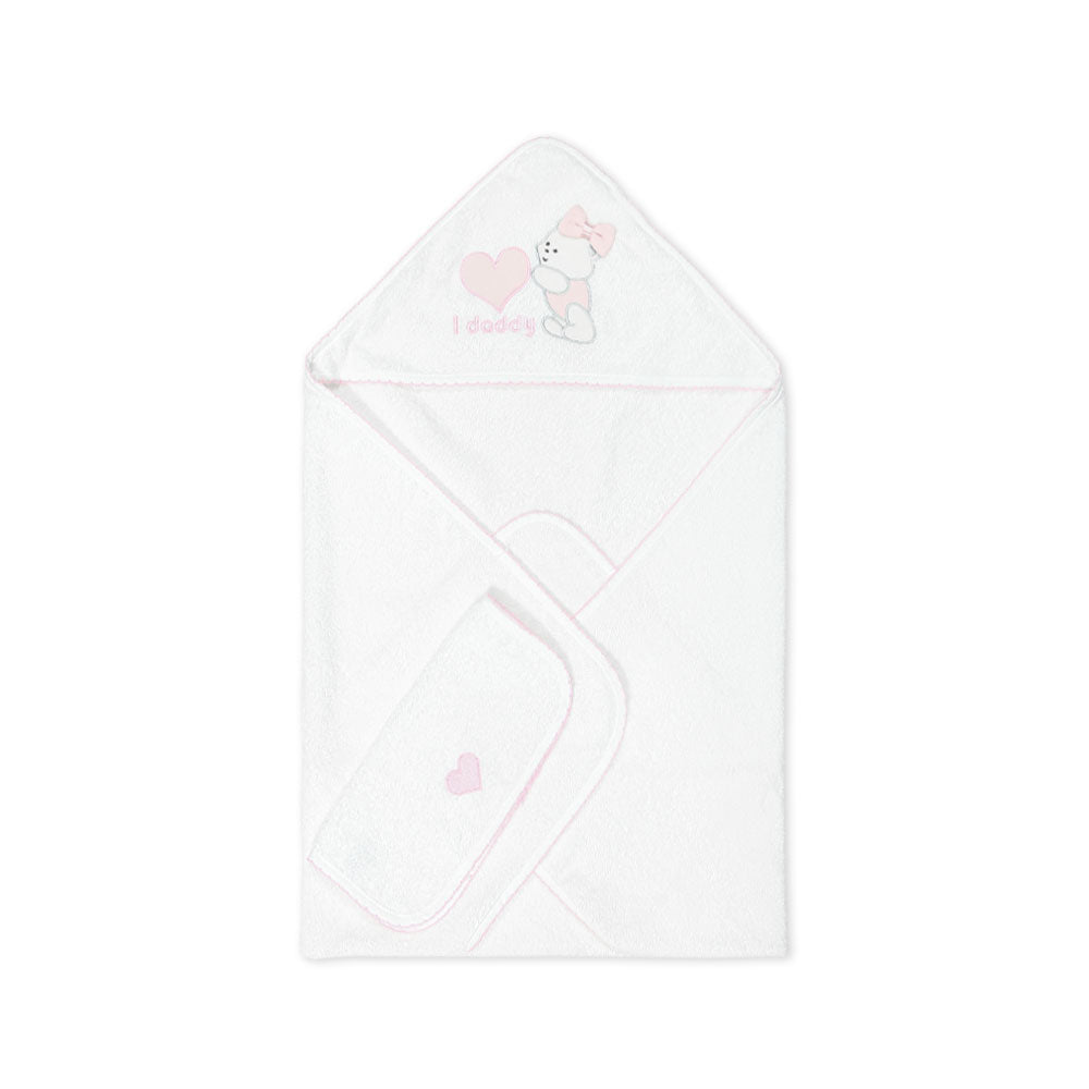 BATH TOWEL PINK LOVE DADDY HOODED