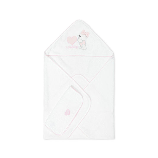 BATH TOWEL PINK LOVE DADDY HOODED