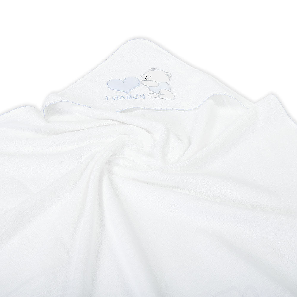 BATH TOWEL BLUE LOVE DADDY HOODED