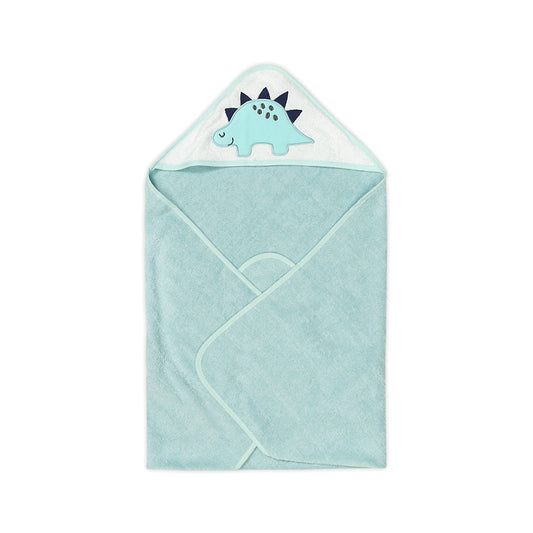 BATH TOWEL SEAFOAM HAPPY DINO HOODED