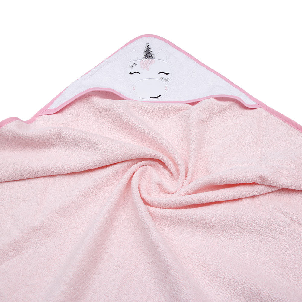 BATH TOWEL PINK UNICORN HOODED