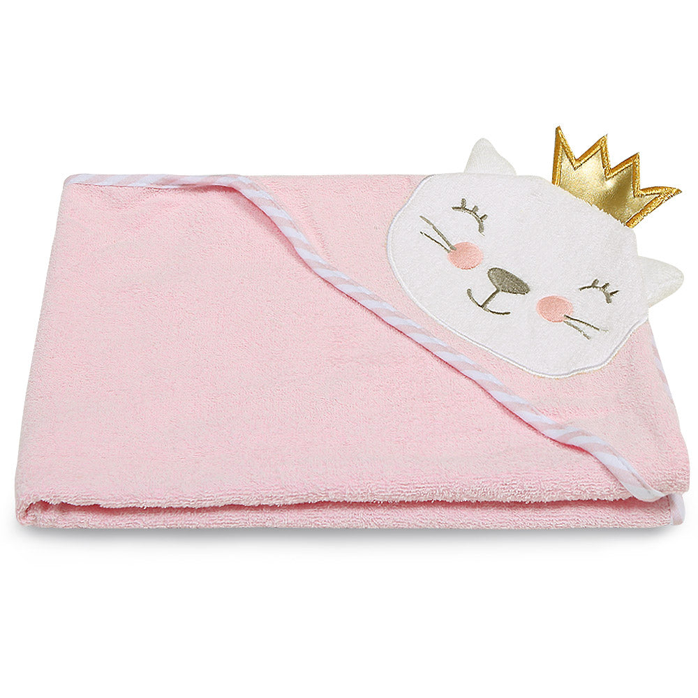 BATH TOWEL ANIMAL PINK PRINCESSES KITTY HOODED