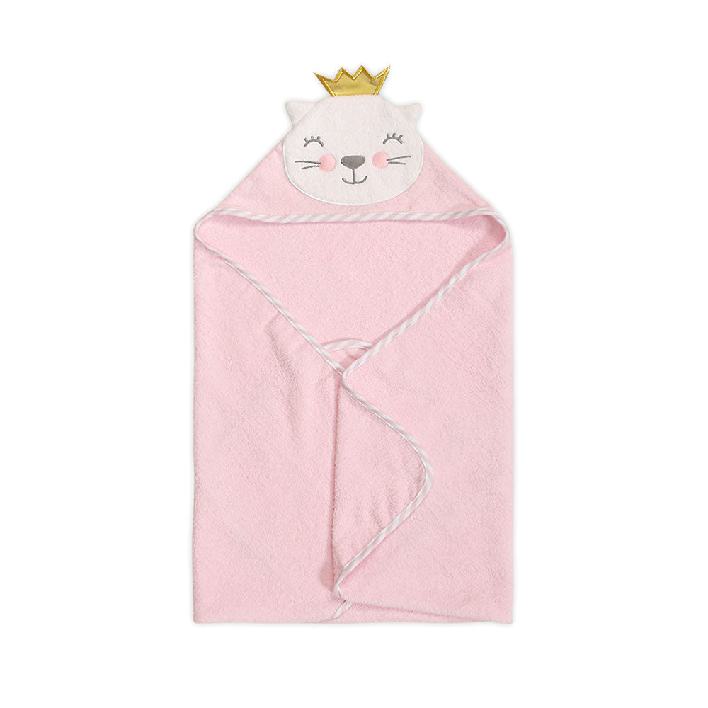 BATH TOWEL ANIMAL PINK PRINCESSES KITTY HOODED