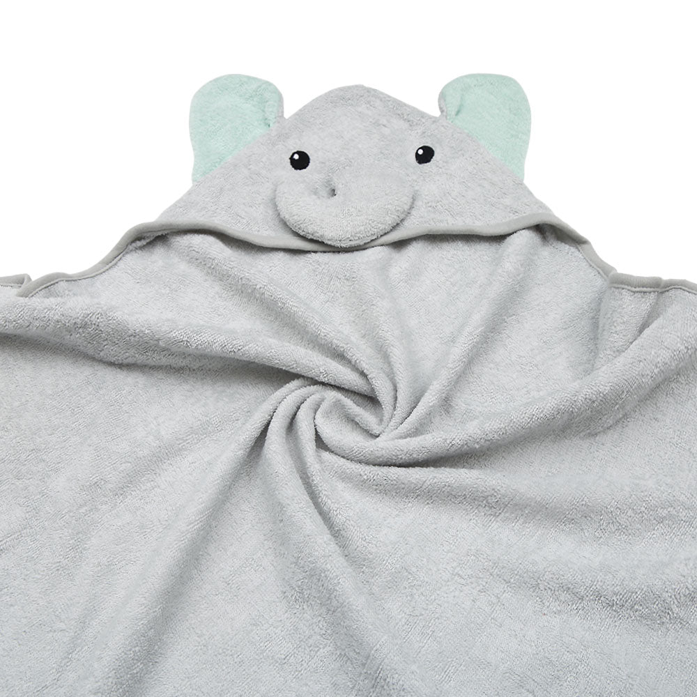 BATH TOWEL GREY ELEPHANT HOODED