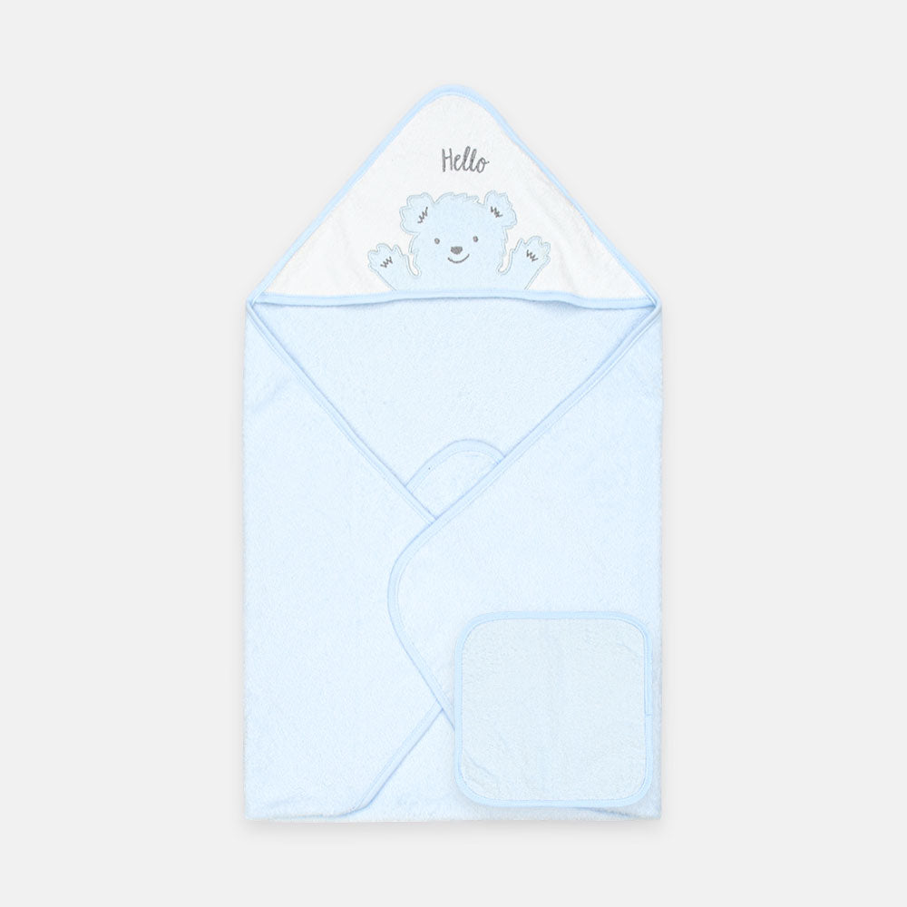 BATH TOWEL WITH FACE TOWEL SKY BLUE AND WHITE