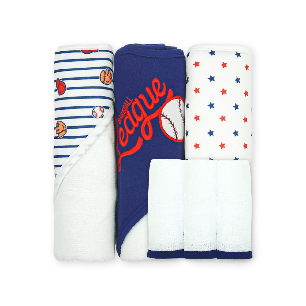 BATH TOWEL PK-3 & FACE TOWEL PK-3 BASEBALL LEAGUE