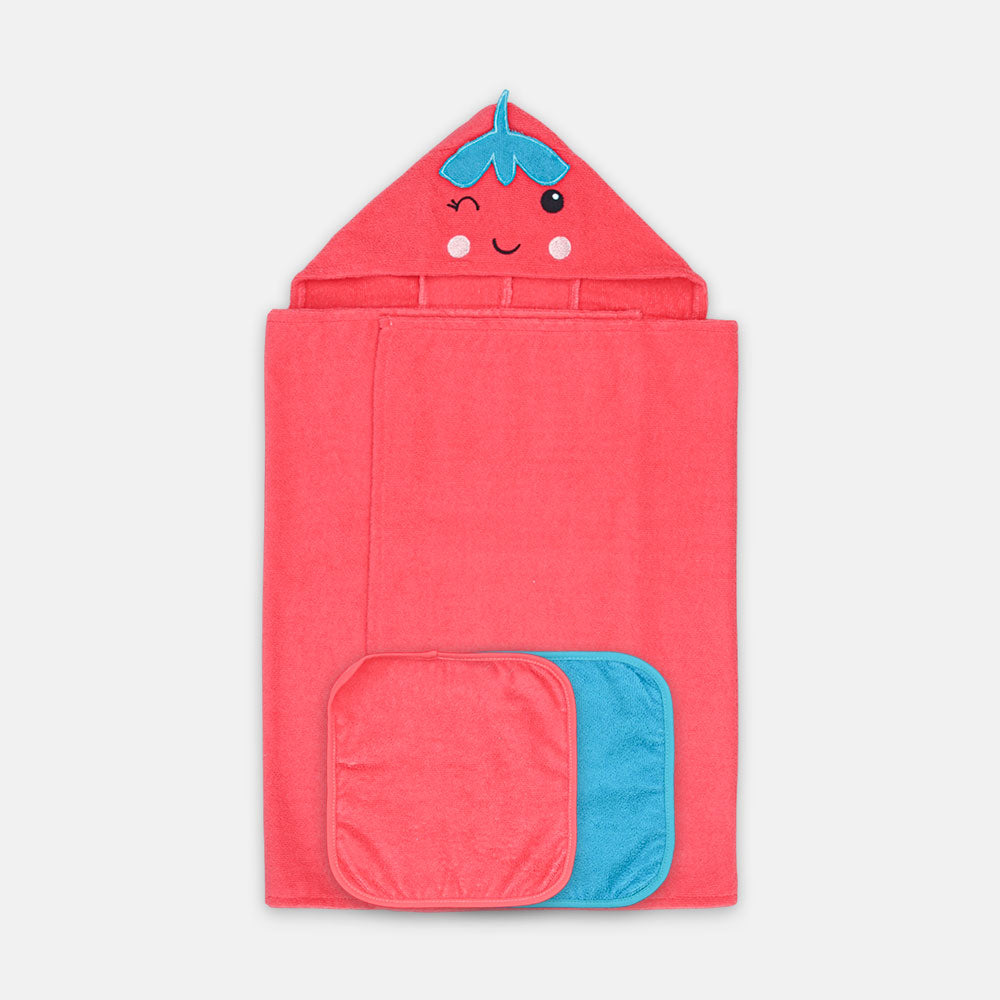 BATH TOWEL WTTH 3 FACE TOWEL TOMATO RED