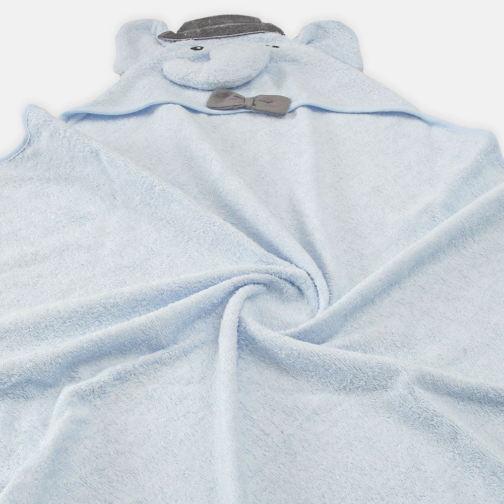 BATH TOWEL ANIMAL HOODED SKY BLUE ELEPHANT