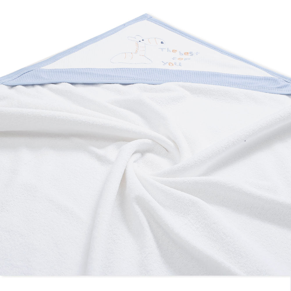 BATH TOWEL BLUE GIRAFFE HOODED