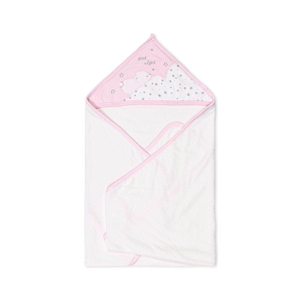 BATH TOWEL PINK GOODNIGHT BEAR HOODED