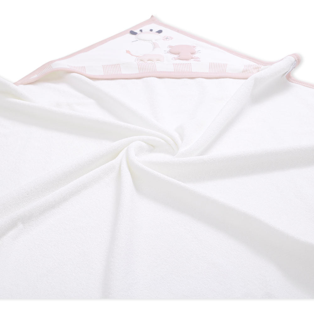 BATH TOWEL PINK GIRRAFE AND CAT HOODED