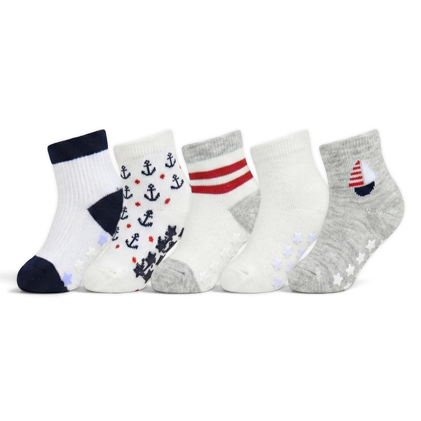 NAUTICAL ANCHOR GRIP BOY SOCKS PK-5