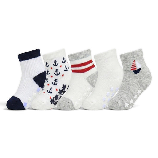 NAUTICAL ANCHOR GRIP BOY SOCKS PK-5