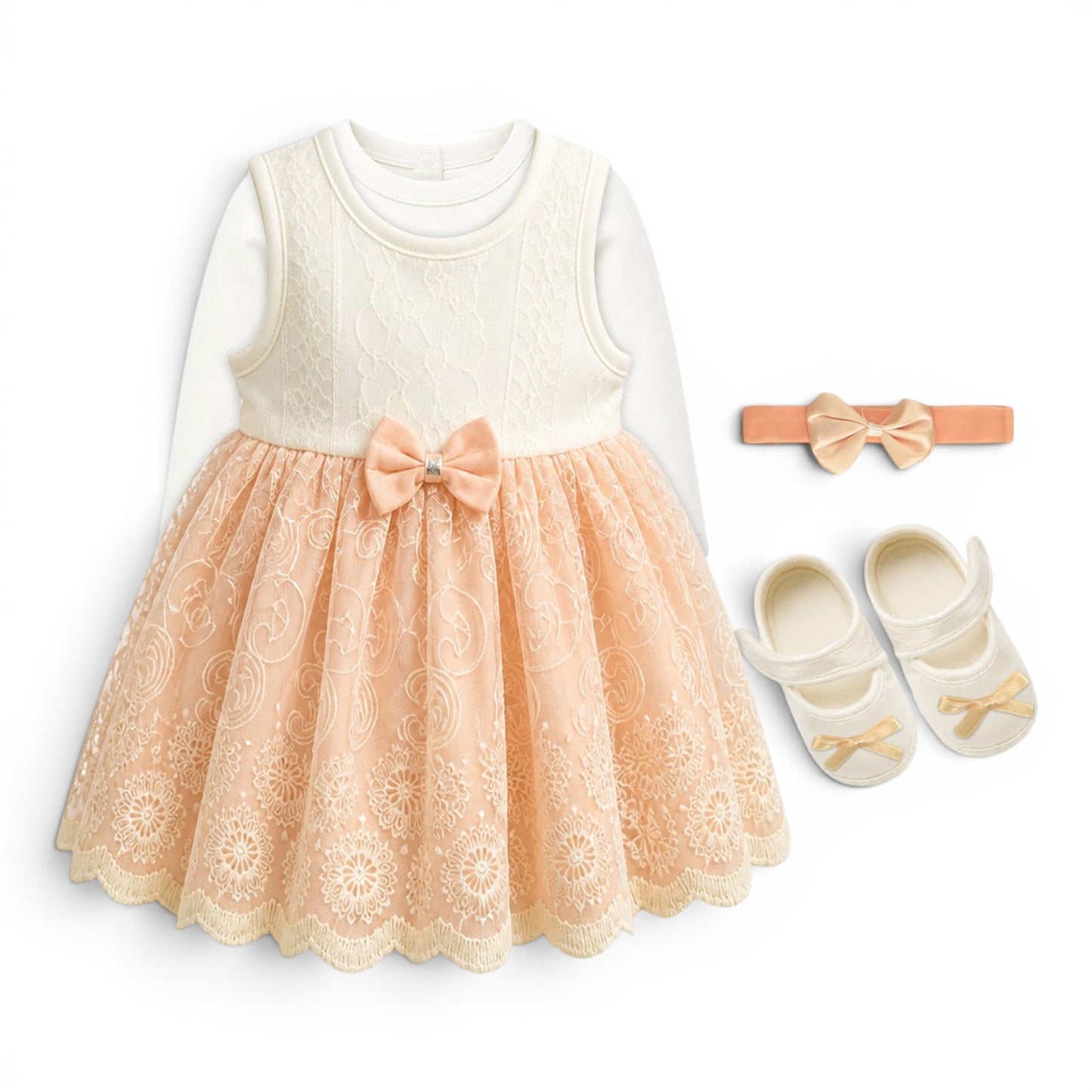 LACE BABY GIRL FANCY FROCK GIFT SET