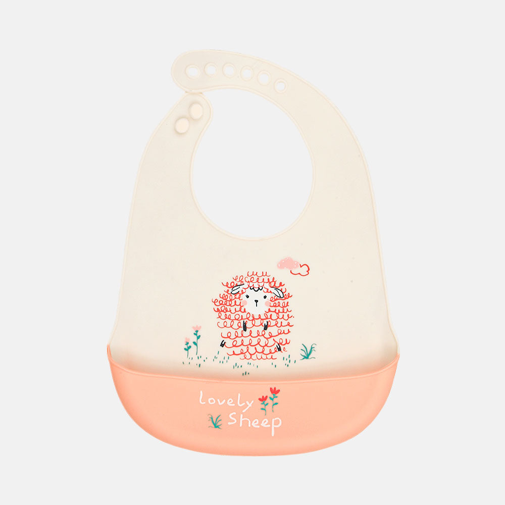 SILICONE BIB PEACH FOOD CATCHER