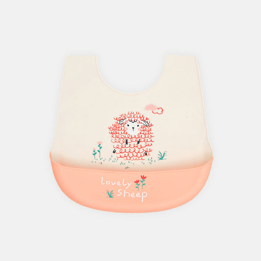 SILICONE BIB PEACH FOOD CATCHER