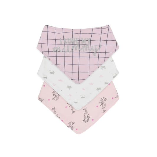 BABY PINK GLITTERY MERMAID GIRL BANDANA BIBS PK-3
