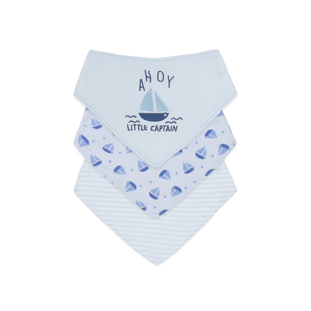 BLUE LITTLE CAPTAIN BOY BIBS PK-3