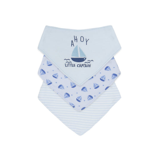 BLUE LITTLE CAPTAIN BOY BIBS PK-3
