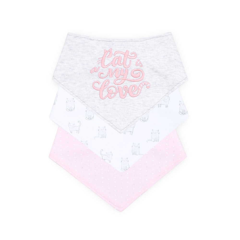 BIBS BANDANA PK-3 MULTICOLOR CAT IS MY LOVE