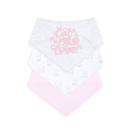 BIBS BANDANA PK-3 MULTICOLOR CAT IS MY LOVE