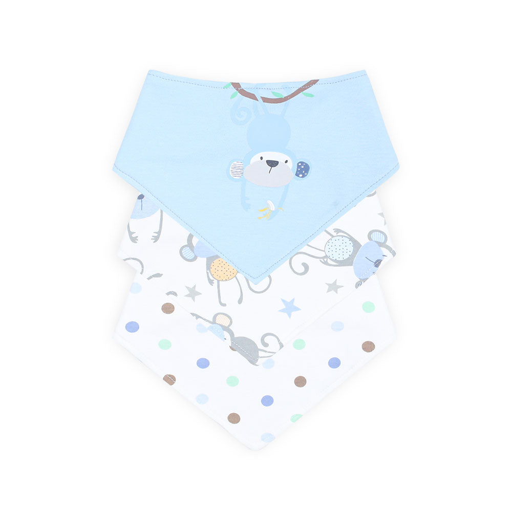 BIBS BANDANA PK-3 BLUE MONKEY