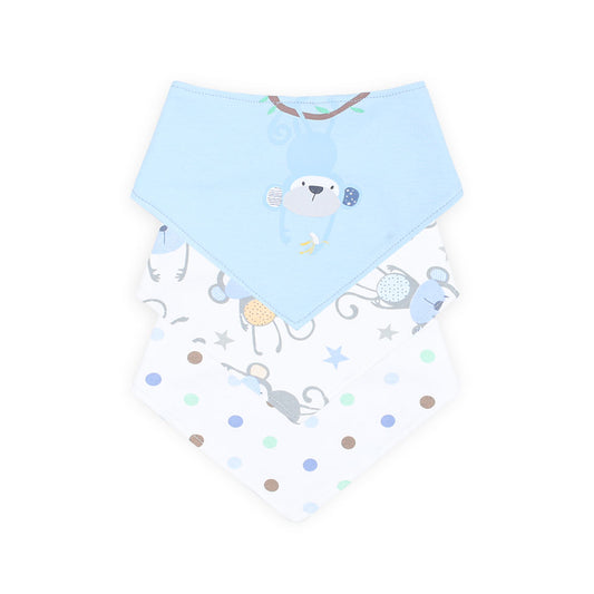 BIBS BANDANA PK-3 BLUE MONKEY