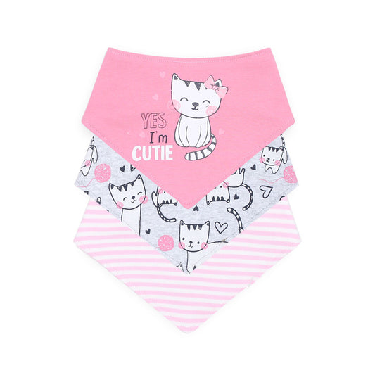 BIBS BANDANA PK-3 PINK GREY YES I'M CUTE