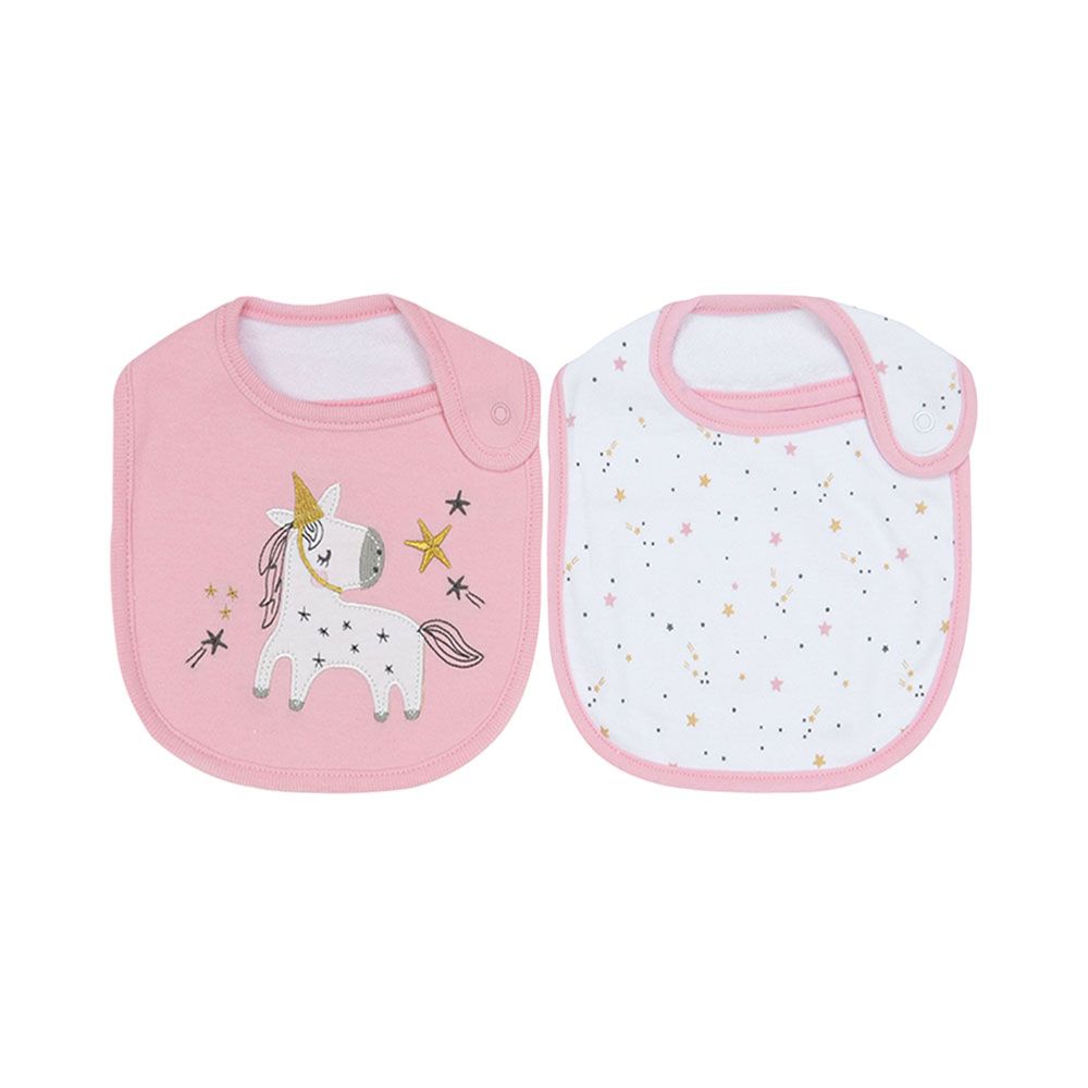 MULTI-COLOR STARRY UNICORN BIBS PK-2