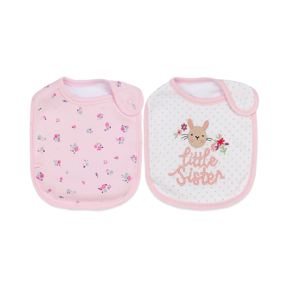 MULTI-COLOR FLORAL LITTLE SISTER BIBS PK-2