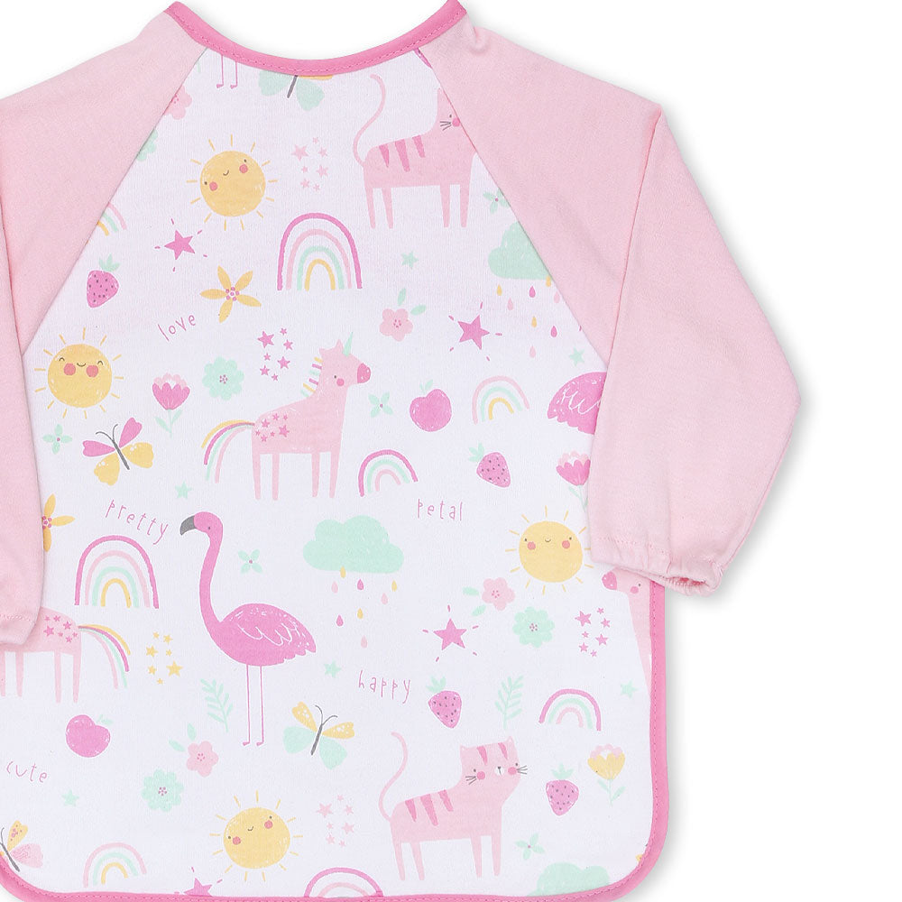 BIB COVER-ALL PINK HAPPY RAINBOW
