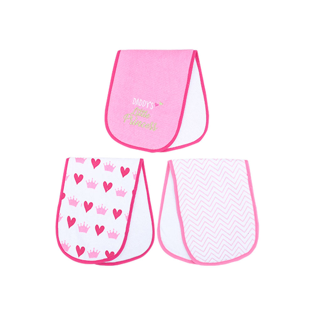 BURP CLOTH PK-3 PINK DADDY'S LITTLE PRINCESS