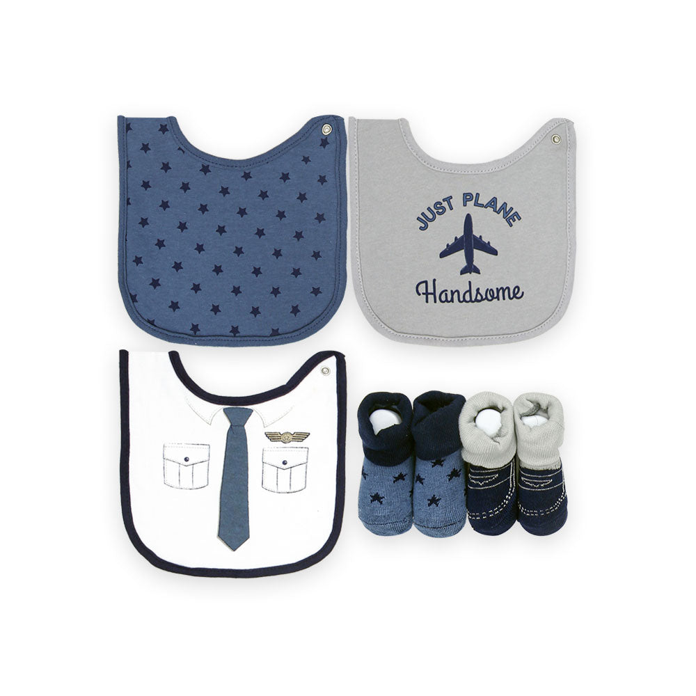 BIBS PK-3 & 2 BOOTIES BLUE HANDSOME GENTLEMAN