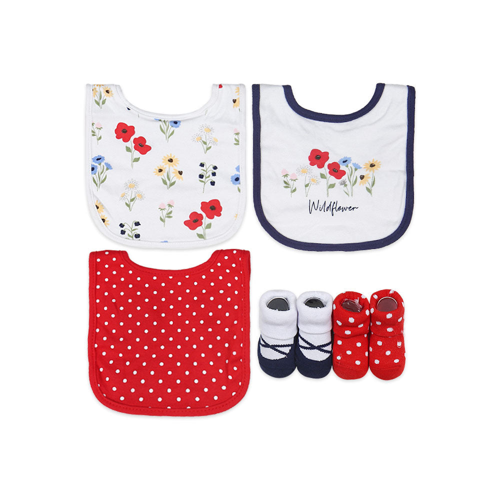 BIBS PK-3 & BOOTIES PK-2 SET MULTI-COLOR WILDFLOWER