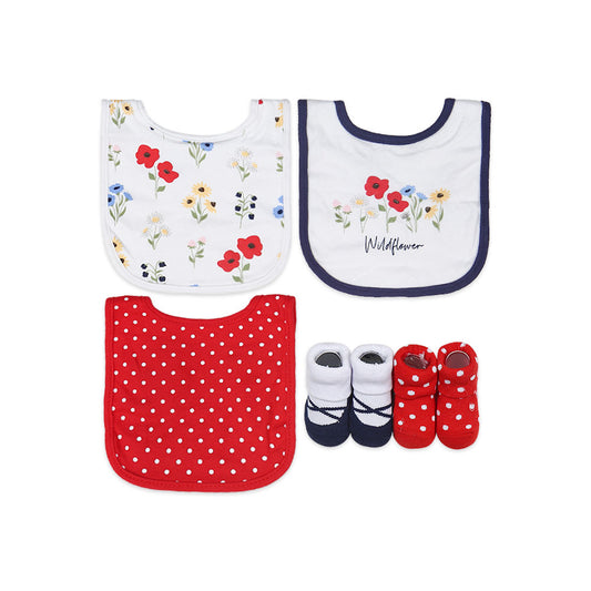 BIBS PK-3 & BOOTIES PK-2 SET MULTI-COLOR WILDFLOWER