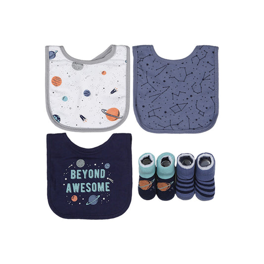 BIBS PK-3 & BOOTIES PK-2 SET MULTI-COLOR BEYOND UNIVERSE
