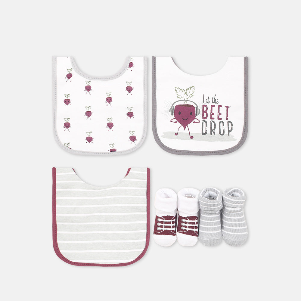 BIBS PK-3 WITH 2 BOOTIES LET THE BEET DROP