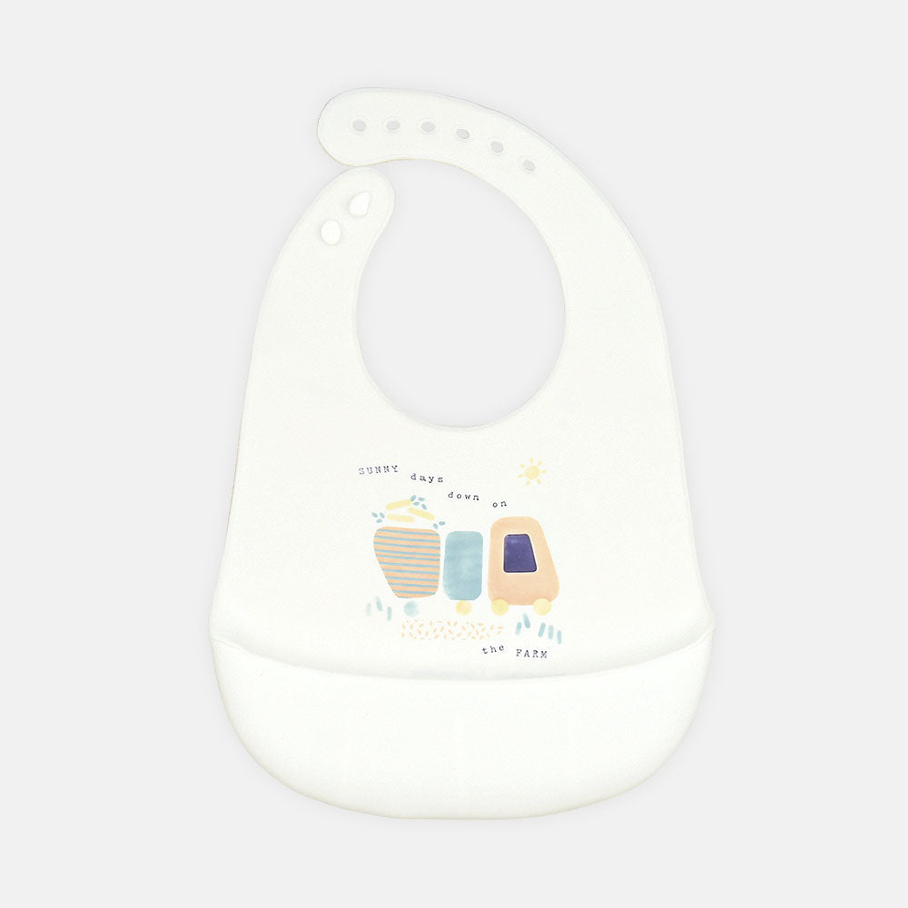 SILICONE BIB FARM TRACTOR WHITE