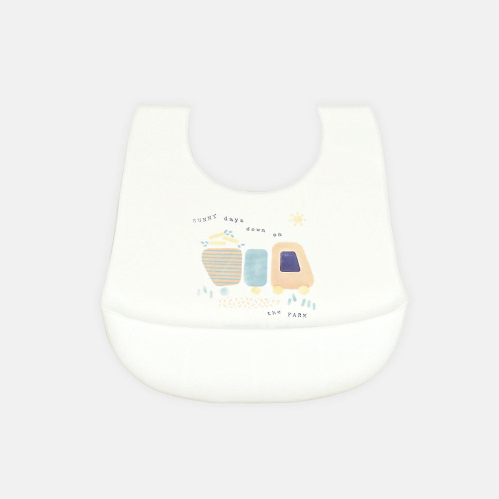 SILICONE BIB FARM TRACTOR WHITE