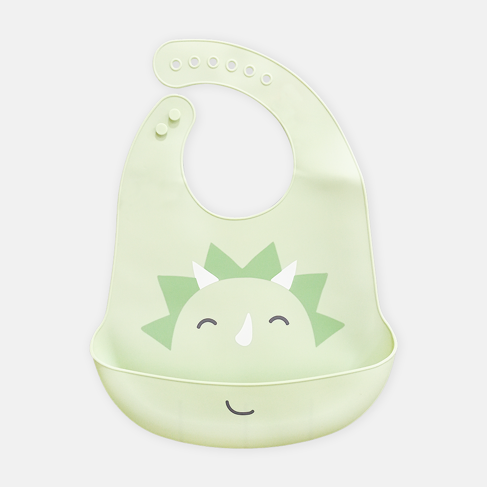 SILICONE BIB DINO GREEN