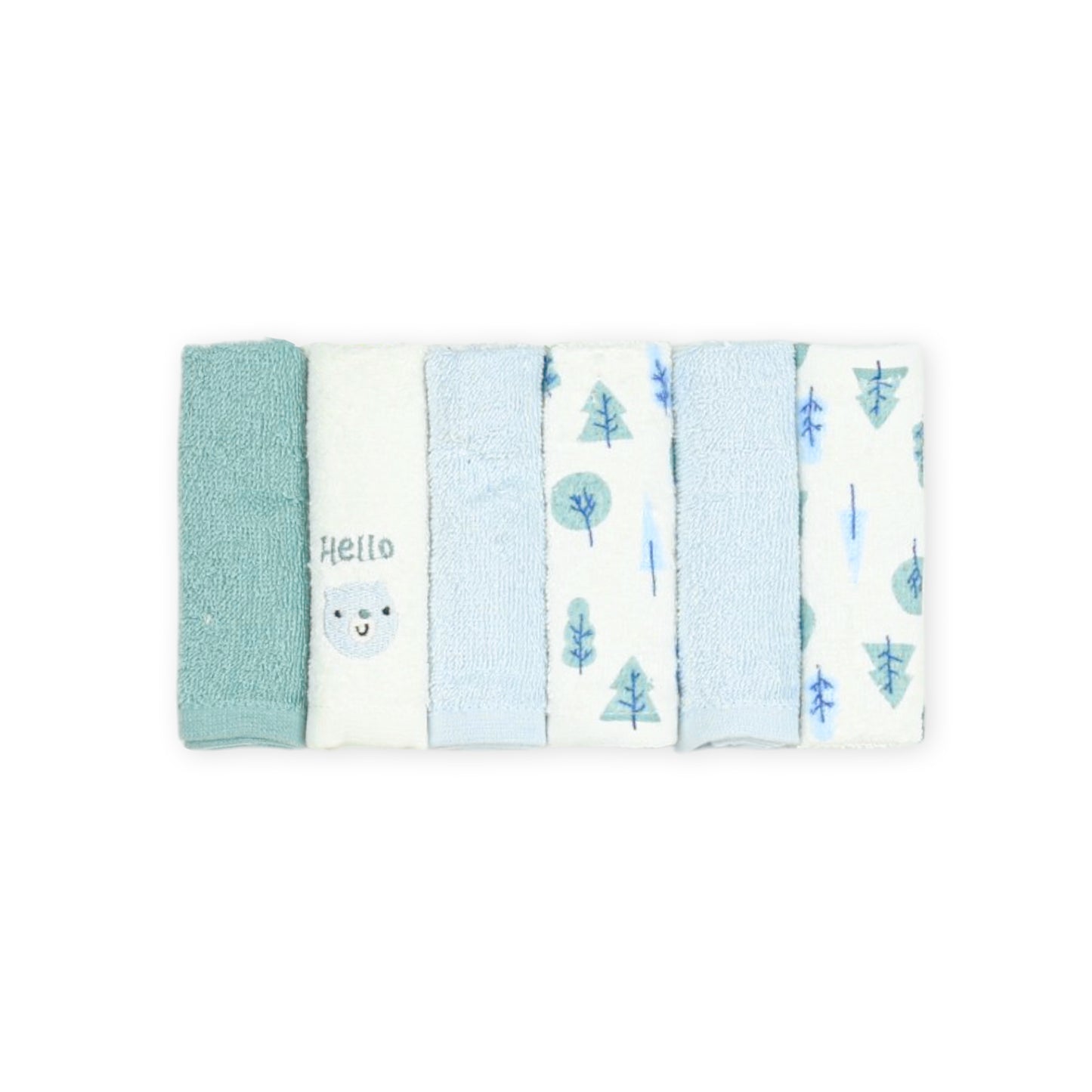 FACE TOWEL PK-6 CUDDLY CRITTER