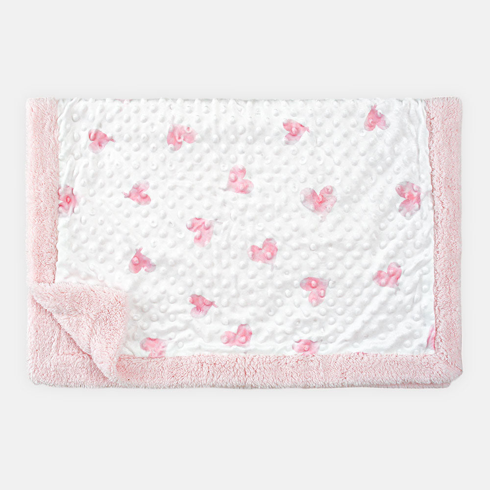 BLANKET PINK & WHITE HEART