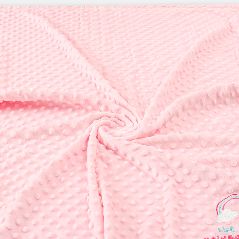 BLANKET PINK UNICORN AND RAINBOW EMBOSSED DOTTED